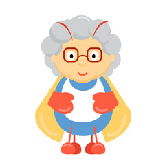 Obraz na płótnie Canvas cartoon cute granny beetle in an apron and glasses, granny in the kitchen