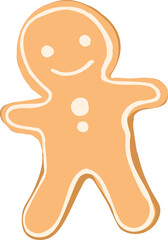 Gingerbread man holiday cookie or biscuit flat color icon for food apps and websites