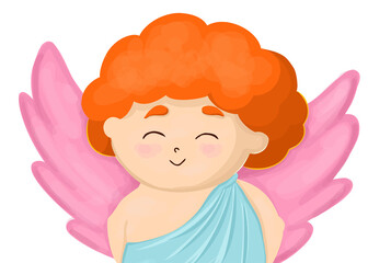 cupid's little helper. cute cupid character with wings. valentine's day angel portrait