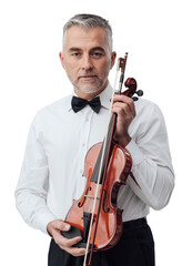 Violinist posing with his violin