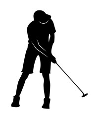 Black silhouette of people in golf.