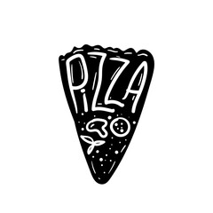 Abstract hand drawn hipster pizza slice with text. Vector illustration - 552138880