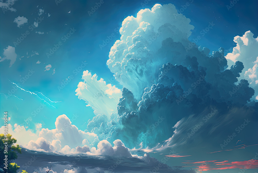 Poster sky and cloudscape as a natural backdrop generative ai