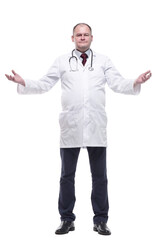 in full growth. male paramedic with a stethoscope.