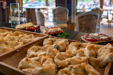 Delicious baked goods on display in a shop