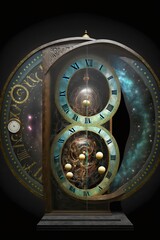 Antique clock. Concept of passing time. Generative ai. 