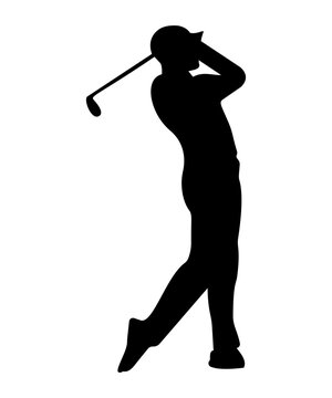 Black silhouette of people in golf.