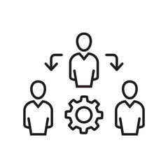 Coordinating people concept line icon. Simple element illustration. Coordinating people concept outline symbol design.