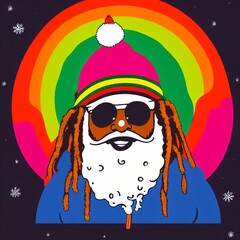 Happy hippie Santa colorful set