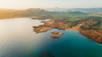 Fototapeta premium 4k drone aerial views of pristine beaches on the coast of Europe