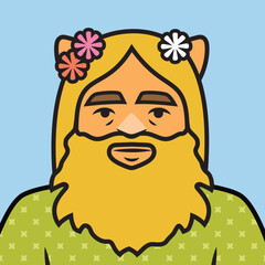 Dusty cat character avatar hippie bearded man