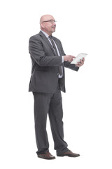 business man with a digital tablet.isolated on a white background.