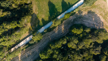 aerial views with 4k drone, centinal direction of rocks and sea.