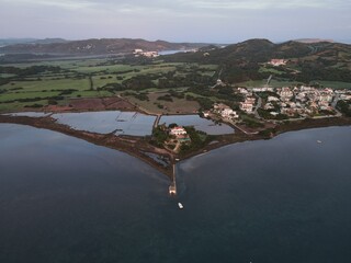 4k aerial views of a small jetty.