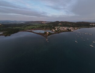 4k aerial views of a small jetty.