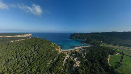 Fototapeta na wymiar 4k drone aerial views of pristine beaches on the coast of Europe