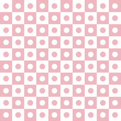 Seamless pattern Vector of lovely cute colorful geometric square circle pattern color white pink pastel color. Background in mimimal for valentine day love concept fabric cloth pattern or wallpaper.