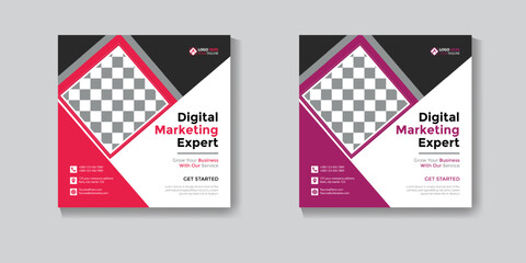 digital marketing agency social media post template and vector