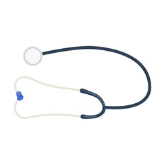 Stethoscope, medical objects vector illustration. Cute cartoon male in uniform isolated on white background