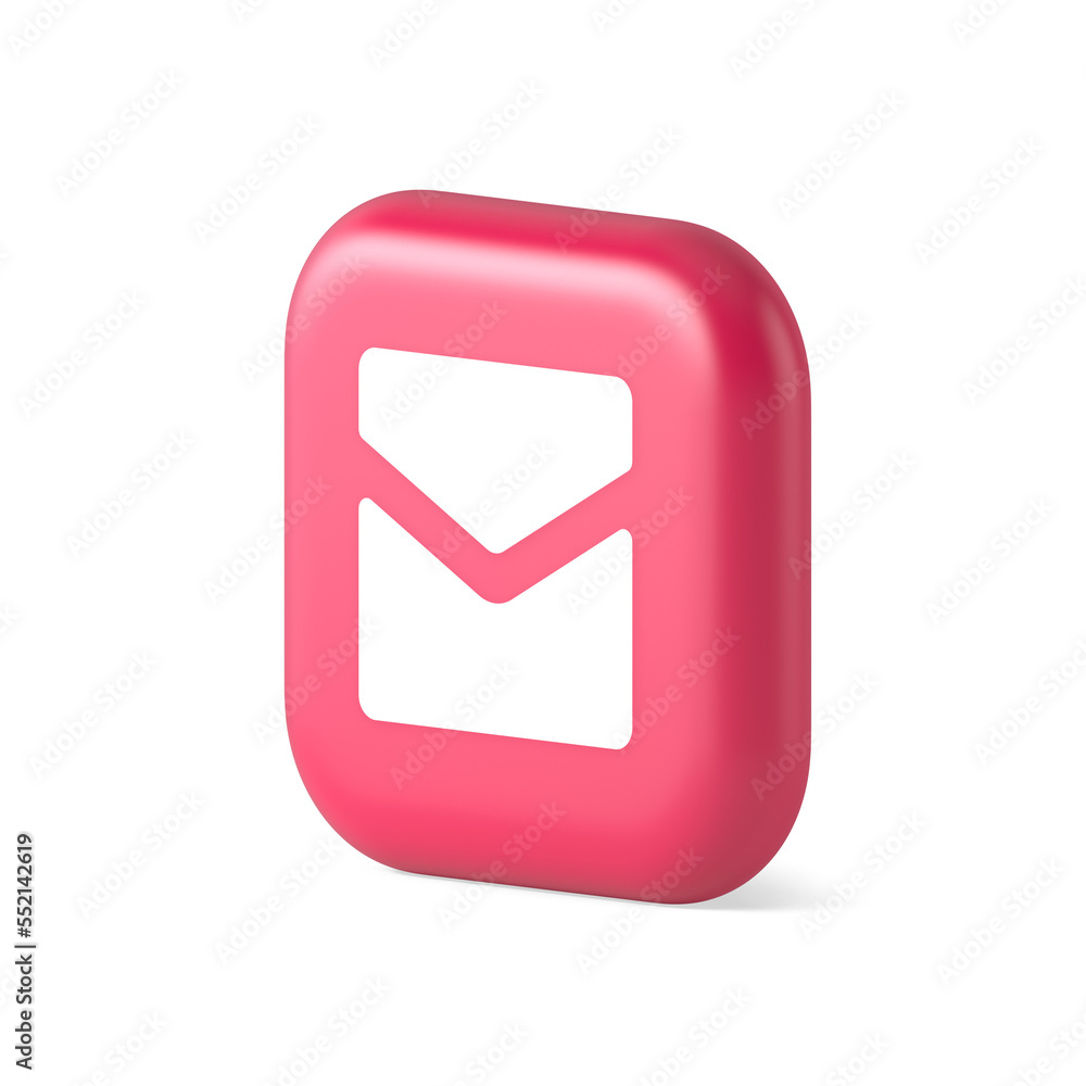 Poster email letter incoming message closed envelope mobile application button 3d realistic isometric icon