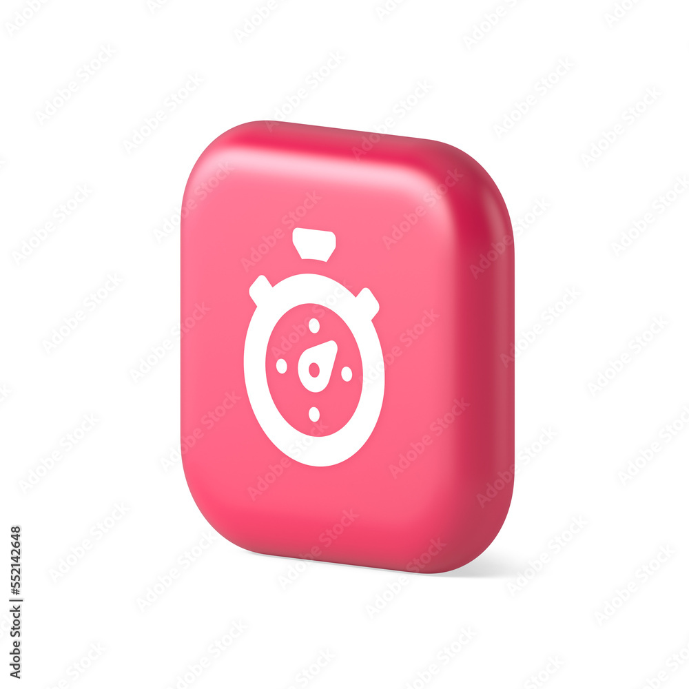 Aufkleber stopwatch button timer speed time counting application panel interface 3d realistic isometric icon