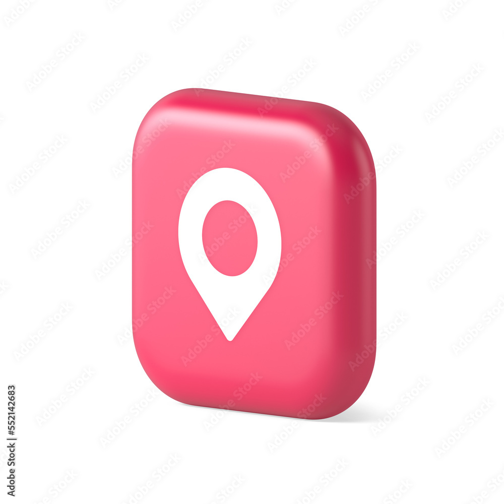 Poster gps map pin location service button application direction distance pointer 3d realistic isometric ic