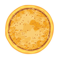 Top view cheesy pizza vector illustration. Pepperoni, pizzas with different ingredients for menu isolated on white background