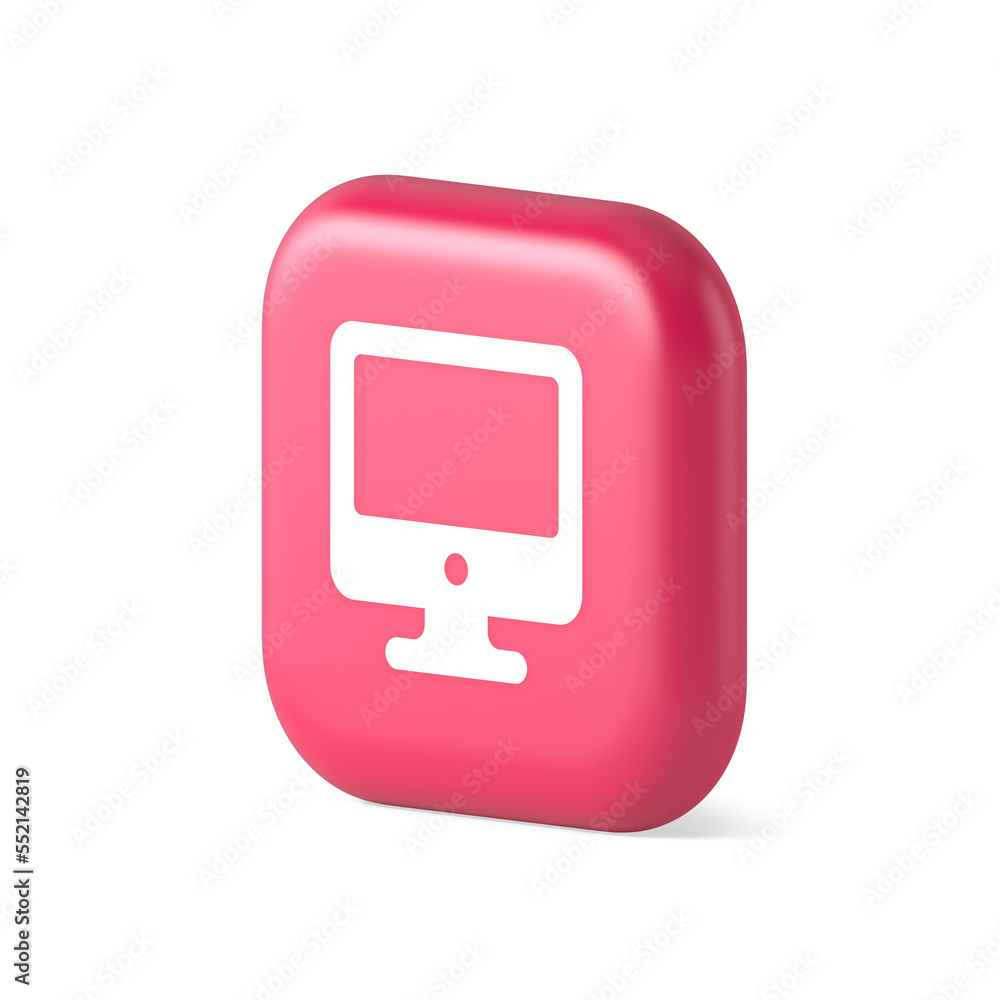 Poster computer monitor connection button cyberspace digital technology 3d realistic isometric icon