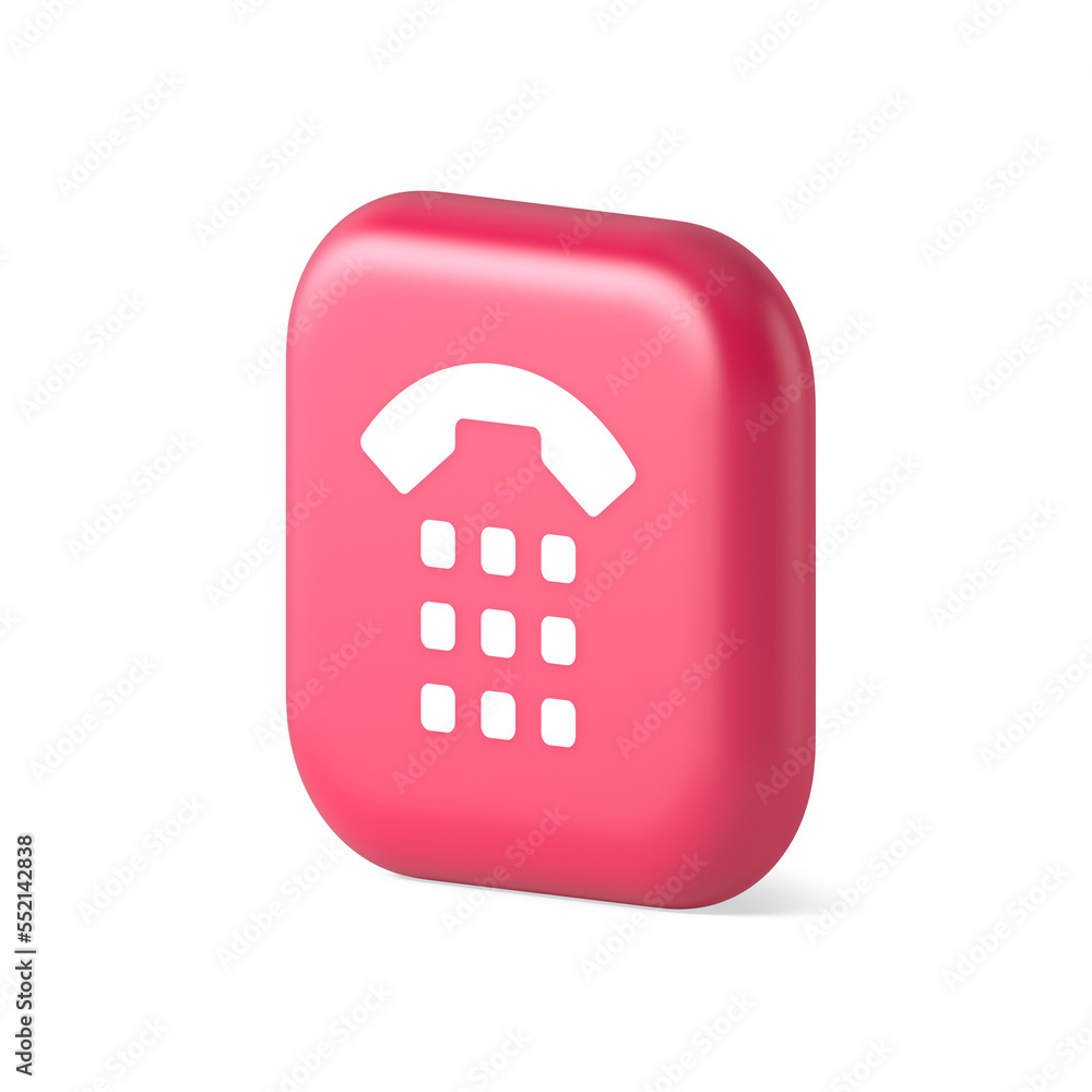Poster Phone call button application handset mobile contact communication 3d realistic isometric icon