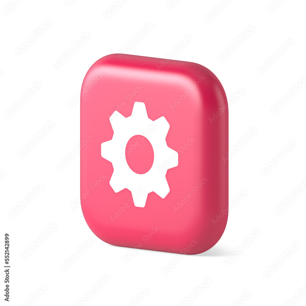 Poster cog gear button web technology setting repair business interface 3d realistic isometric icon
