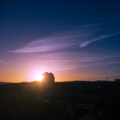 sunset over the city