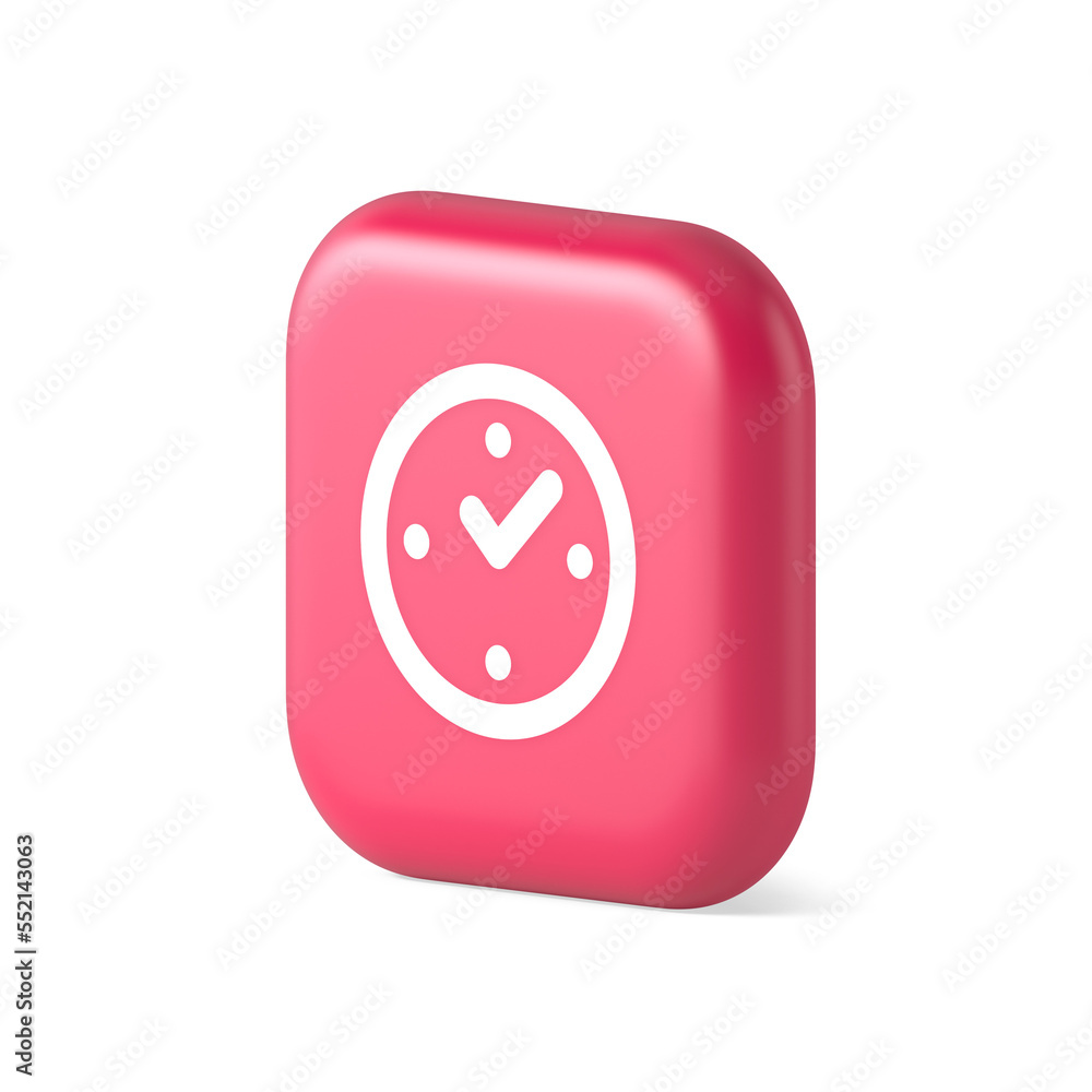 Aufkleber watch time control button alarm clock deadline checking web app design 3d realistic isometric icon
