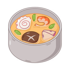 cartoon chawanmushi, japanese food vector isolated on white background
