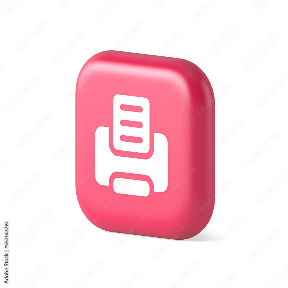 Poster printer machine device for paper document print button ink printout technology 3d isometric icon