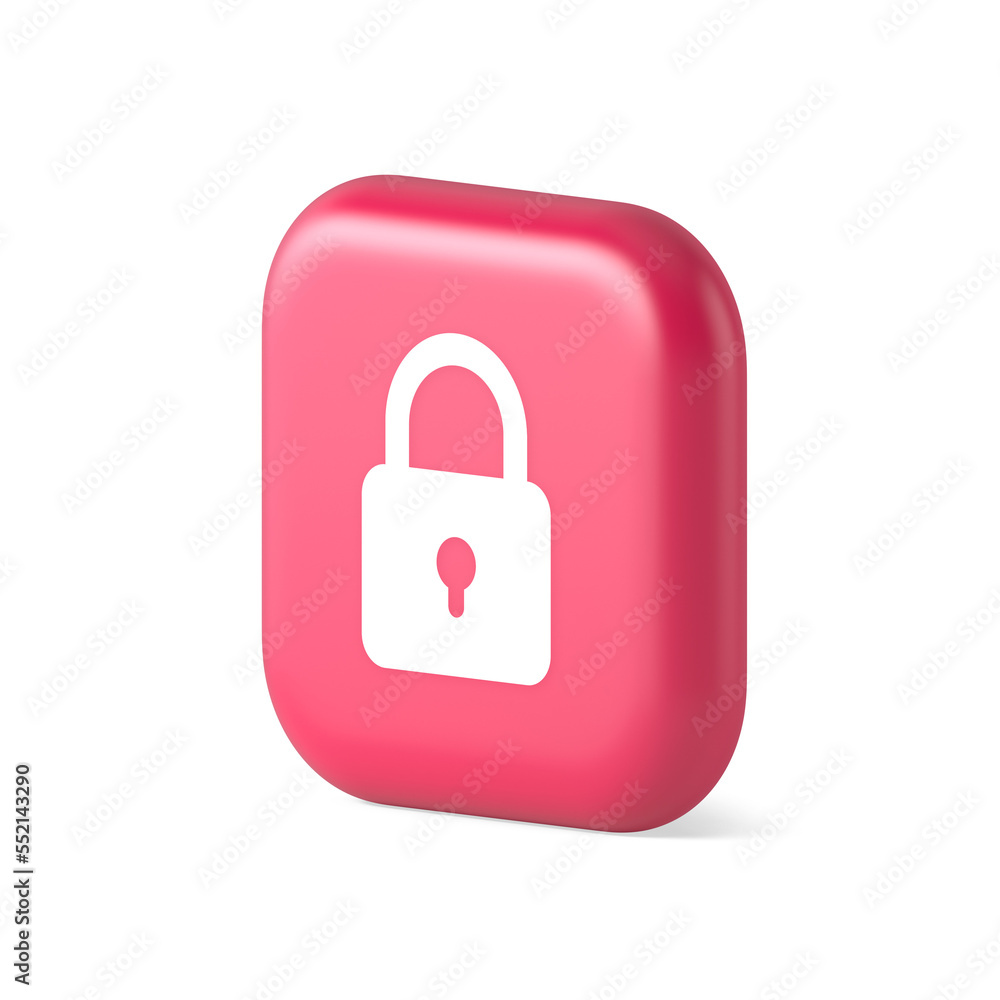 Poster padlock locking web access button password security protection safe encryption 3d isometric icon