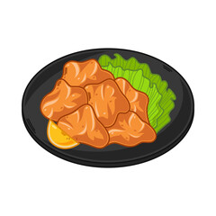 cartoon karaage, japanese food vector isolated on white background