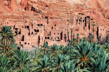 Ancient Kasbah near the city of Tinghir - a beautiful oasis on the Todra River in the Atlas...