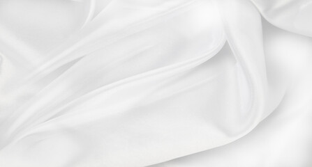 Naklejka na ściany i meble Rippled white silk fabric texture background 