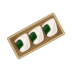 cartoon onigiri, japanese food vector isolated on white background