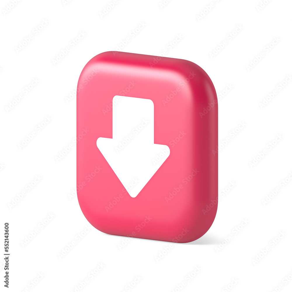 Poster arrow down button keyboard navigation pointer cyberspace downloading web app 3d isometric icon