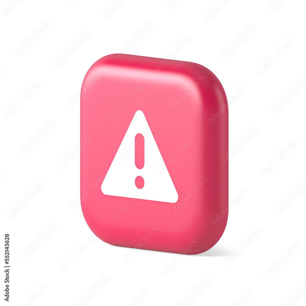 Poster exclamation point triangle button attention advice mark important information 3d isometric icon