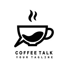 Coffee talk logo. Coffee chat simple line logo.