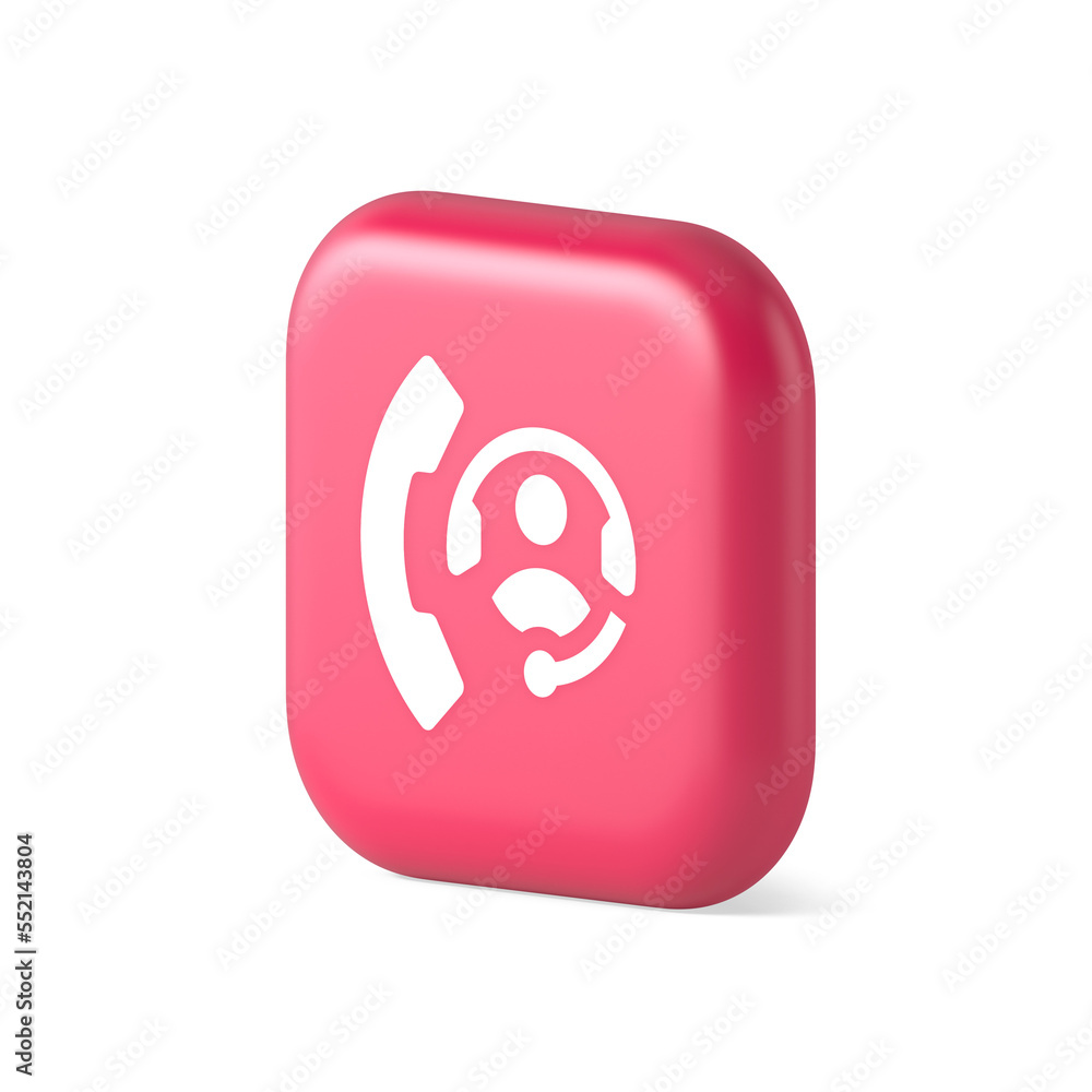 Poster emergency call helpline assistance button customer support service 3d realistic isometric icon