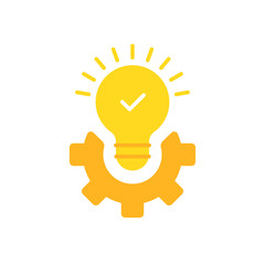 effective solution icon yellow gear and bulb
