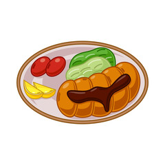 cartoon tonkatsu, japanese food vector isolated on white background