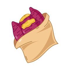 cartoon yakiimo, japanese food vector isolated on white background