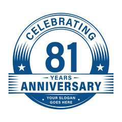 81 years anniversary celebration design template. 81st logo. Vector and illustrations.