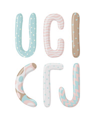 Vector set of pillows for pregnant women of different shapes. U, C, I, banana, corner and J-shaped