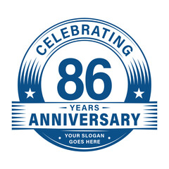 Fototapeta premium 86 years anniversary celebration design template. 86th logo. Vector and illustrations.