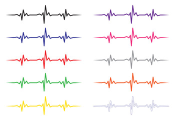 Colored electrocardiogram signals set - 552145242